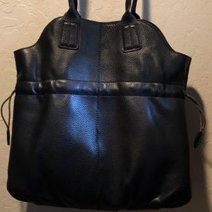 Mayorano Black Pebble Leather Large Shoulder Bag